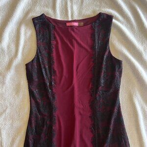 Isaac Mizrahi Red and Black Lace Cocktail Dress